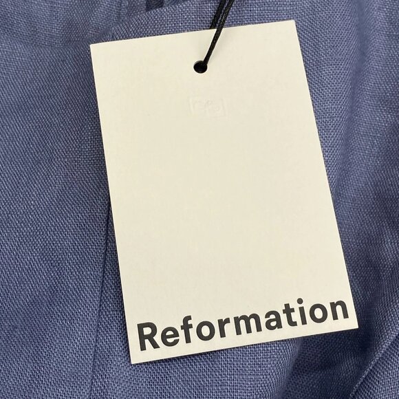 Reformation Women’s Citron Linen Mini Dress Size 2 Cornflower Blue Sleeveless - Picture 4 of 11